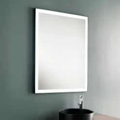 Viadurini Bathroom Wandspiegel-Wand-Badezimmerspiegel mit schwarzem Metallrahmen und LED Made in Italy - Chebeo