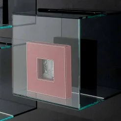 Viadurini Decor Moderne Design Bücherregale-Wandbücherregal aus schwarzem Holz mit Glasböden Made in Italy - Basilico