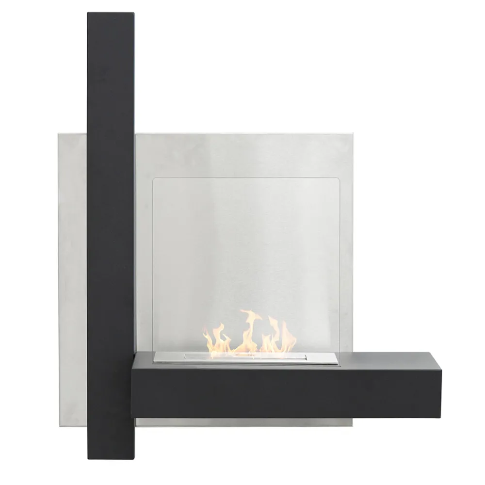 Viadurini Fire Design Wandkamine Bioethanol-Wand-Bioethanol-Bio-Kamin aus schwarzem Metall und gehärtetem Glas - Martin