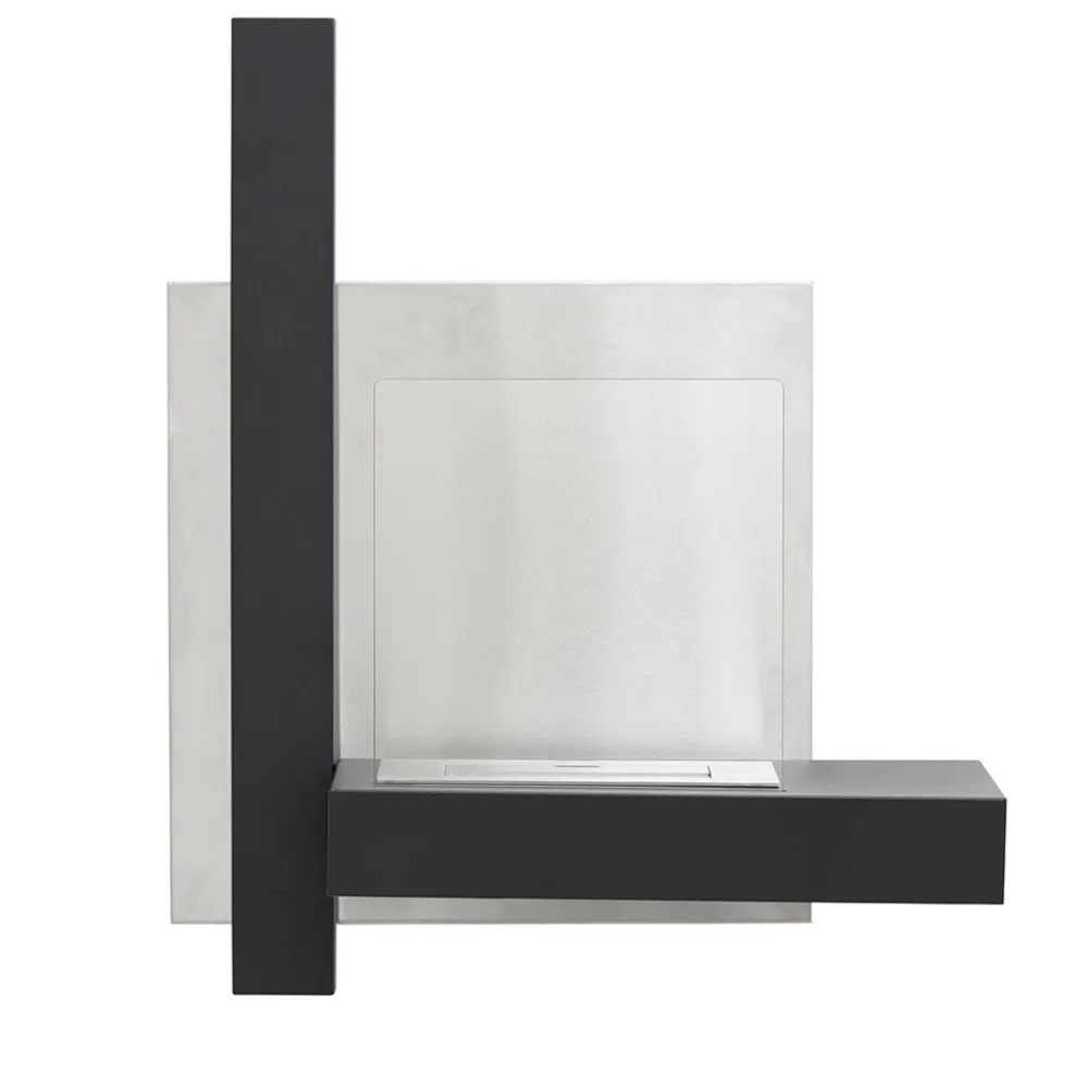 Viadurini Fire Design Wandkamine Bioethanol-Wand-Bioethanol-Bio-Kamin aus schwarzem Metall und gehärtetem Glas - Martin