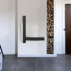 Viadurini Fire Design Wandkamine Bioethanol-Wand-Bioethanol-Bio-Kamin aus schwarzem Metall und gehärtetem Glas - Martin