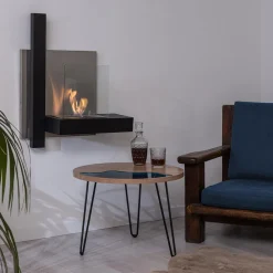 Viadurini Fire Design Wandkamine Bioethanol-Wand-Bioethanol-Bio-Kamin aus schwarzem Metall und gehärtetem Glas - Martin