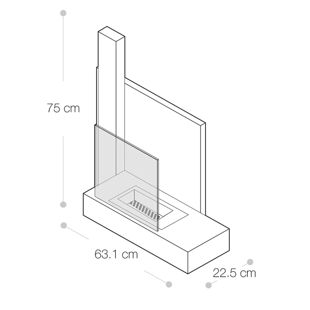 Viadurini Fire Design Wandkamine Bioethanol-Wand-Bioethanol-Bio-Kamin aus schwarzem Metall und gehärtetem Glas - Martin