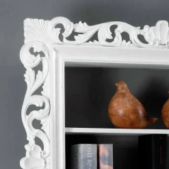 Viadurini Living Moderne Design Bücherregale-Wandboard weiß mit 3 Einlegeböden ornamentreicher Rahmen Daran