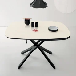 Viadurini Living Tisch Höhenverstellbar-Wandelbarer ausziehbarer Couchtisch aus Metall und Keramik - Gioacco