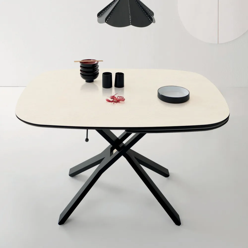 Viadurini Living Tisch Höhenverstellbar-Wandelbarer ausziehbarer Couchtisch aus Metall und Keramik - Gioacco