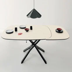 Viadurini Living Tisch Höhenverstellbar-Wandelbarer ausziehbarer Couchtisch aus Metall und Keramik - Gioacco