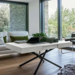 Viadurini Living Tisch Höhenverstellbar-Wandelbarer Couchtisch aus Holz und Metall, Made in Italy - Sanrocco