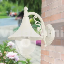 Viadurini Lighting Pendelleuchten Vintage-Wandgartenlaterne aus weißem Aluminium, hergestellt in Italien, Anusca