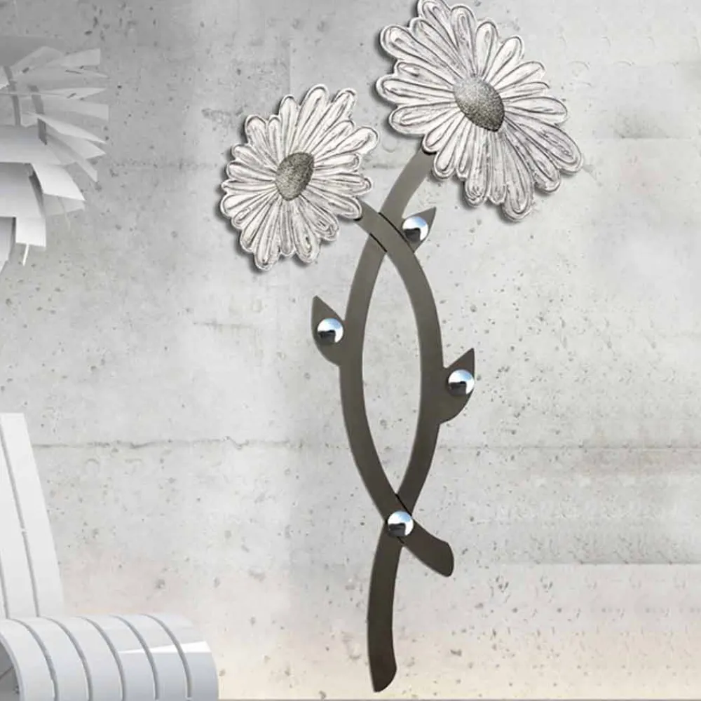 Viadurini Decor Wandgarderobe-Wand-Kleiderhaken handdekoriert in modernem Design silber Clarke