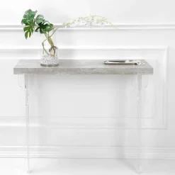 Viadurini Living Konsolentisch Flur-Wandkonsolenoberteil aus Grau, Weiß oder Cortenholz und Plexiglas - Leopardi