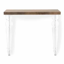 Viadurini Living Konsolentisch Flur-Wandkonsolenoberteil aus Grau, Weiß oder Cortenholz und Plexiglas - Leopardi