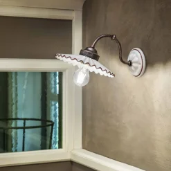 Ferroluce Shabby Chic Wandleuchten-Wandlampe aus Keramik hochglänzend