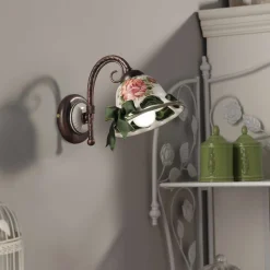 Ferroluce Shabby Chic Wandleuchten-Wandlampe aus Keramik im rustikalen Stil Napoli