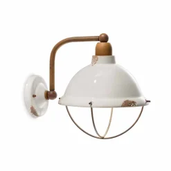 Ferroluce Vintage Wandleuchten-Wandlampe aus Keramik und Metall Skyler im Industrial Style