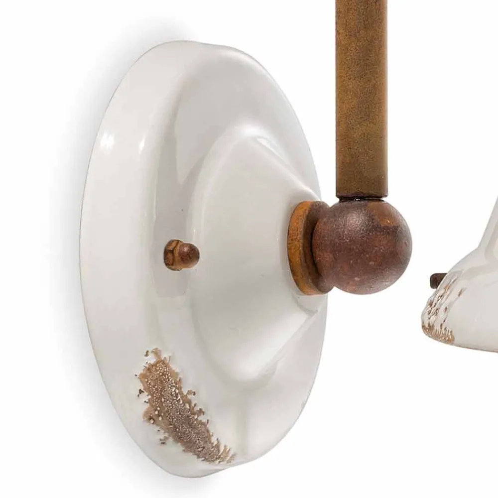 Ferroluce Vintage Wandleuchten-Wandlampe aus Keramik und Metall Skyler im Industrial Style