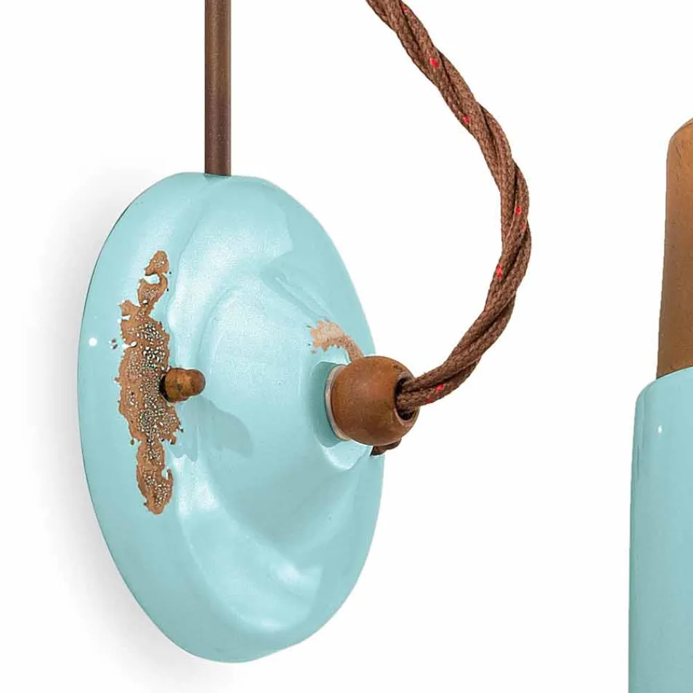 Ferroluce Vintage Wandleuchten-Wandlampe aus Keramik und Rosteisen Desiree