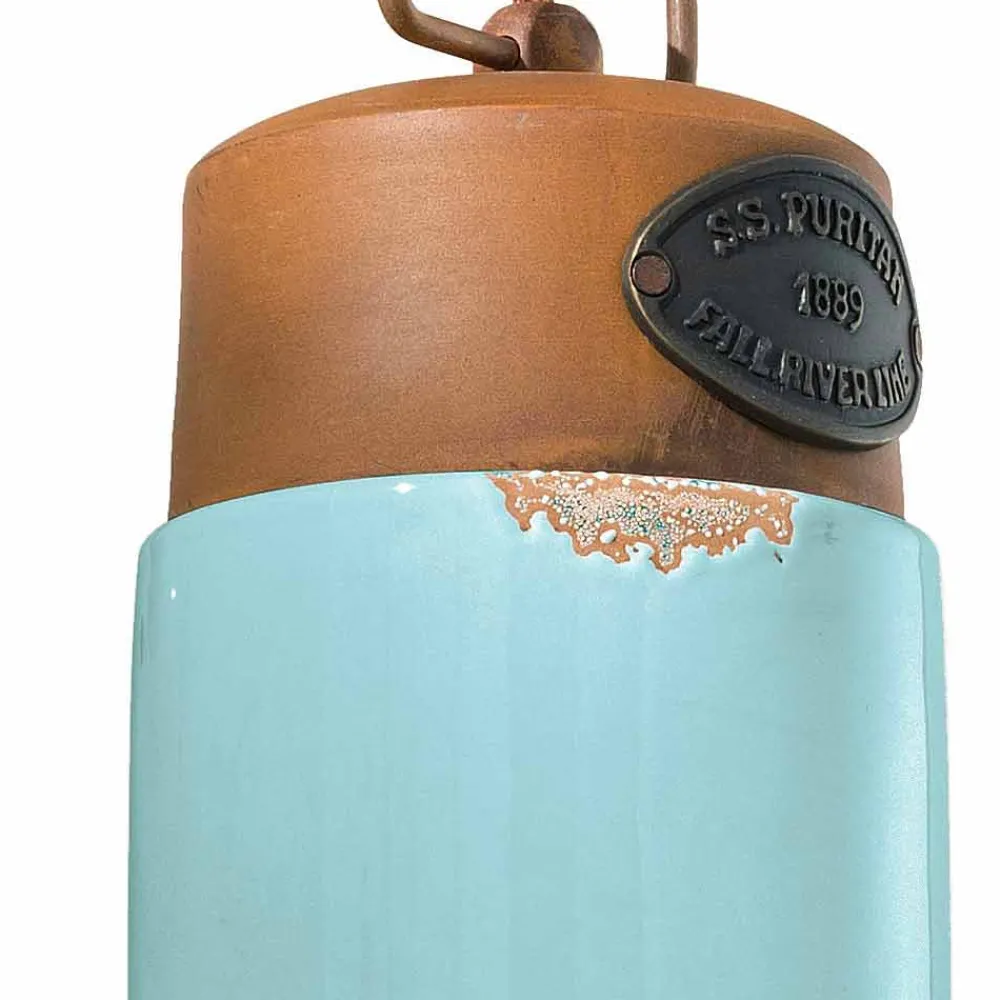 Ferroluce Vintage Wandleuchten-Wandlampe aus Keramik und Rosteisen Desiree