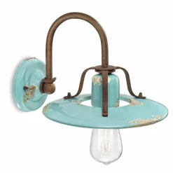 Ferroluce Vintage Wandleuchten-Wandlampe Country aus Metall und Keramik Gladys