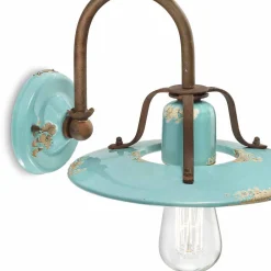 Ferroluce Vintage Wandleuchten-Wandlampe Country aus Metall und Keramik Gladys