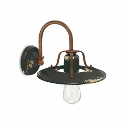 Ferroluce Vintage Wandleuchten-Wandlampe Country aus Metall und Keramik Gladys