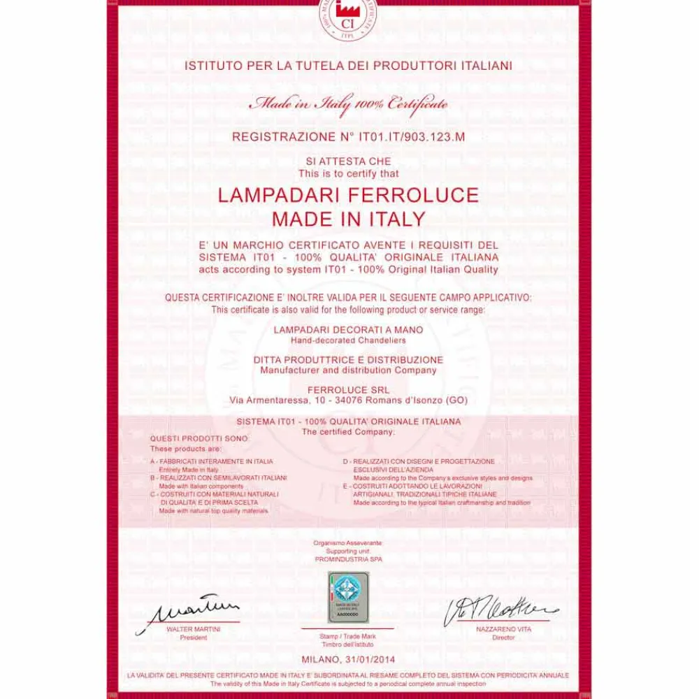 Ferroluce Vintage Wandleuchten-Wandlampe Country aus Metall und Keramik Gladys