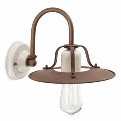 Ferroluce Vintage Wandleuchten-Wandlampe im Industrial Design aus Metall und Keramik