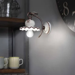 Ferroluce Shabby Chic Wandleuchten-Wandlampe im rustikalen Stil aus Keramik Roma