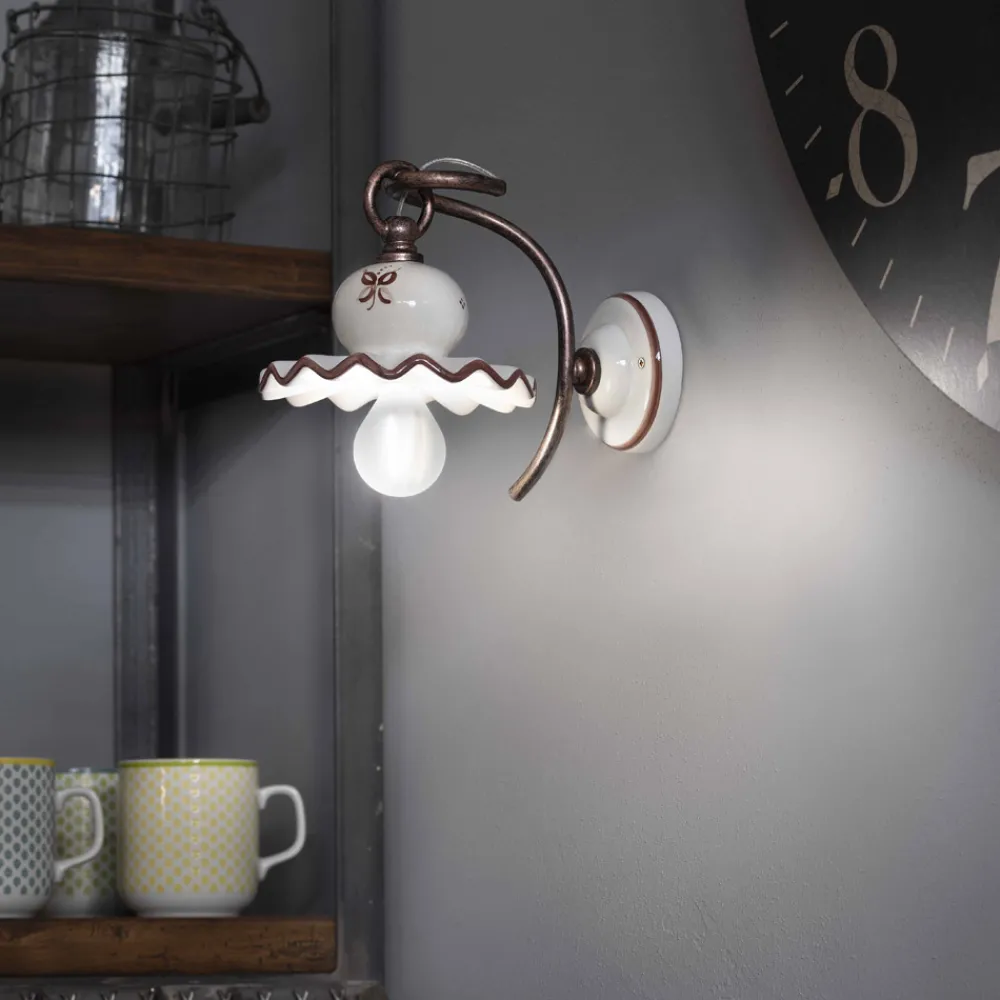 Ferroluce Shabby Chic Wandleuchten-Wandlampe im rustikalen Stil aus Keramik Roma