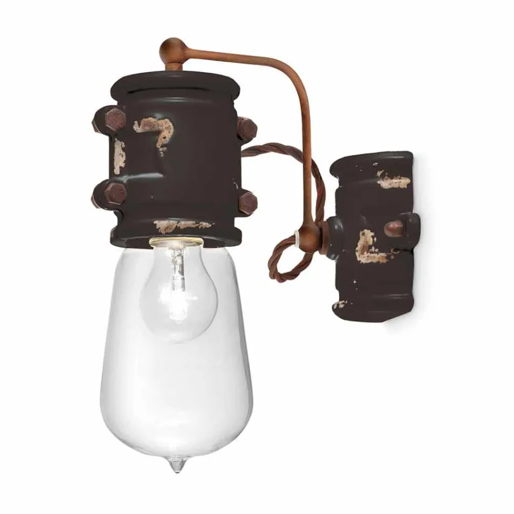 Ferroluce Vintage Wandleuchten-Wandlampe im Urban Style aus Keramik Beth