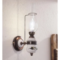 Ferroluce Vintage Wandleuchten-Wandlampe im Vintage-Design aus handbemaltem Eisen und Keramik - Pompeji