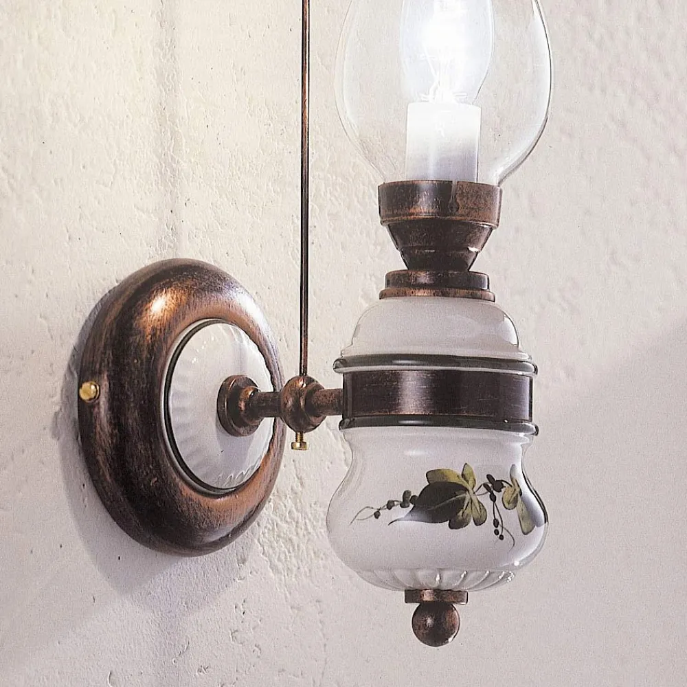 Ferroluce Vintage Wandleuchten-Wandlampe im Vintage-Design aus handbemaltem Eisen und Keramik - Pompeji