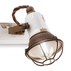 Ferroluce Wandleuchte Industrial-Wandlampe mit 2 industriellen handwerklichen Strahlern aus Eisen und Keramik - Loft