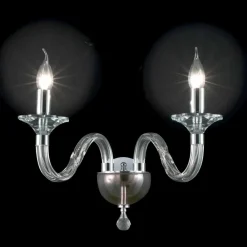 Viadurini Lighting Klassische Wandleuchten-Wandlampe mit zwei Leuchten in Ivy Glas und Kristall, hergestellt in Italien