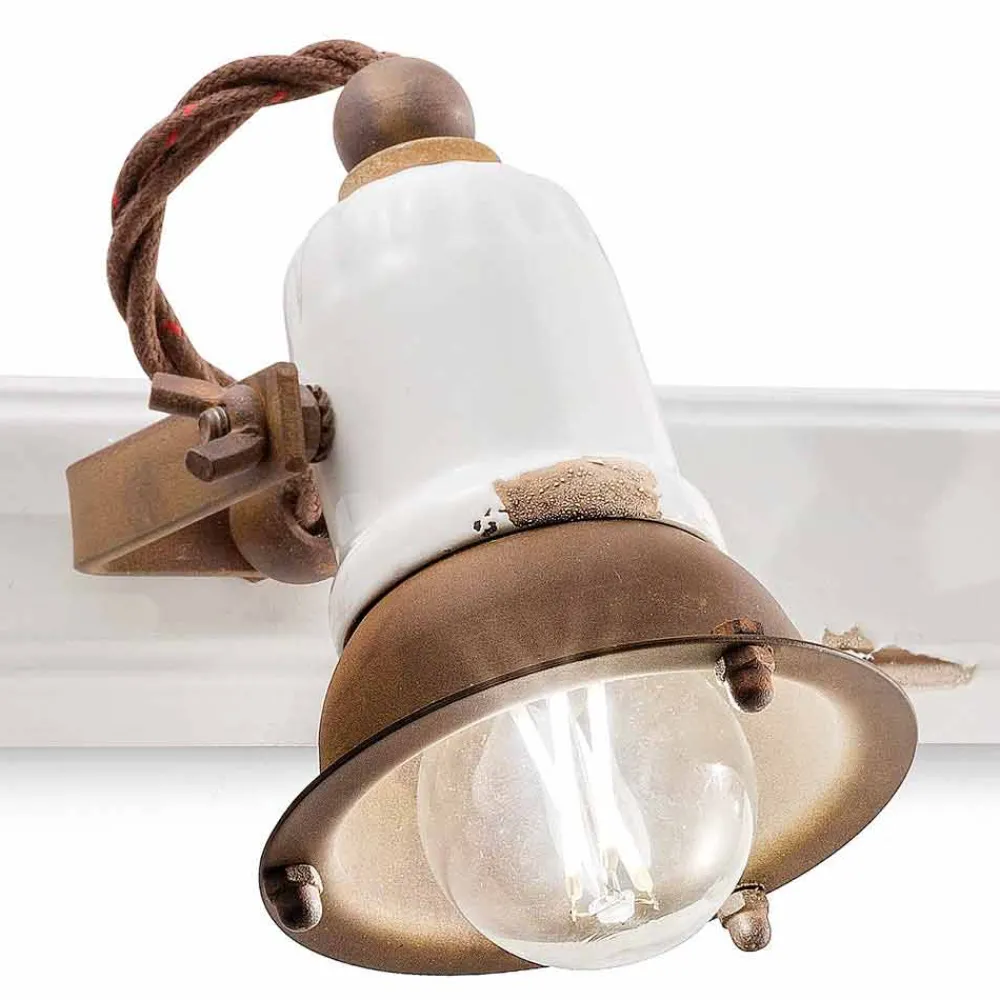 Ferroluce Vintage Wandleuchten-Wandlampe 2-Strahler verstellbar Amelia