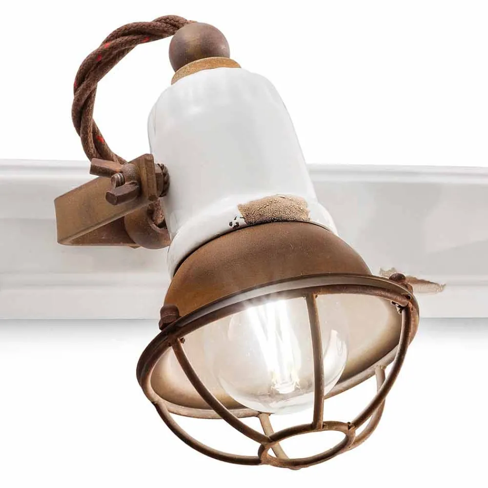 Ferroluce Vintage Wandleuchten-Wandlampe 2-Strahler verstellbar Amelia