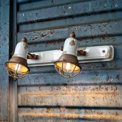 Ferroluce Vintage Wandleuchten-Wandlampe 2-Strahler verstellbar Amelia