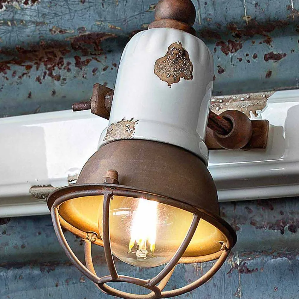 Ferroluce Vintage Wandleuchten-Wandlampe 2-Strahler verstellbar Amelia