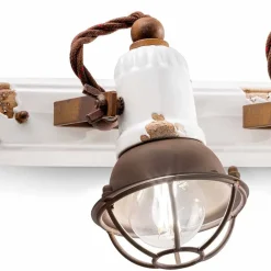 Ferroluce Vintage Wandleuchten-Wandlampe 3-Strahler verstellbar aus Keramik und Metall Lacey