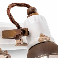 Ferroluce Vintage Wandleuchten-Wandlampe 3-Strahler verstellbar aus Keramik und Metall Lacey