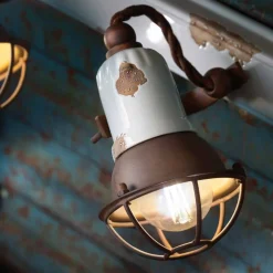 Ferroluce Vintage Wandleuchten-Wandlampe 3-Strahler verstellbar aus Keramik und Metall Lacey