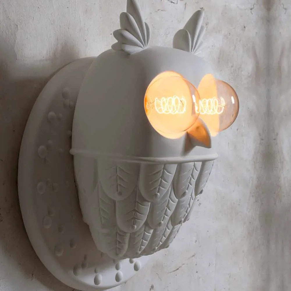 Viadurini Lighting Design Wandleuchten-Wandleuchte 2 Lichter in Matt White Ceramic Modern Design Owl - Owl