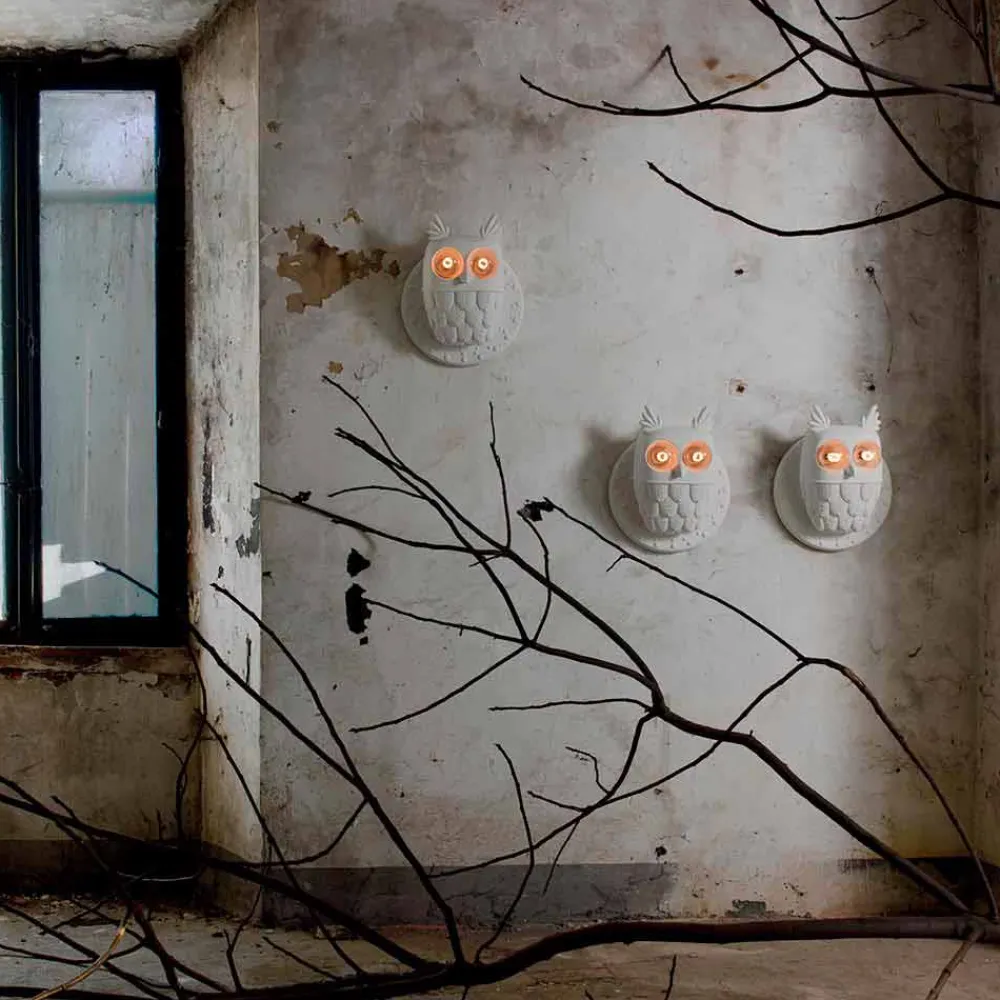 Viadurini Lighting Design Wandleuchten-Wandleuchte 2 Lichter in Matt White Ceramic Modern Design Owl - Owl