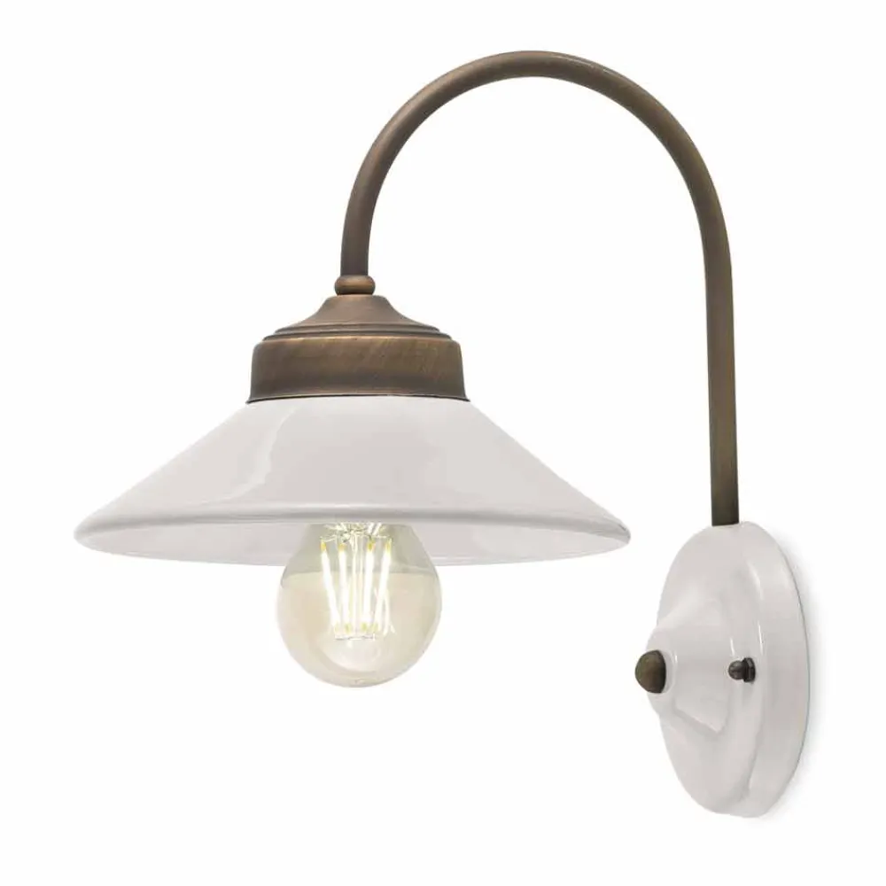 Ferroluce Vintage Wandleuchten-Wandleuchte aus farbiger Keramik und Messing Alice