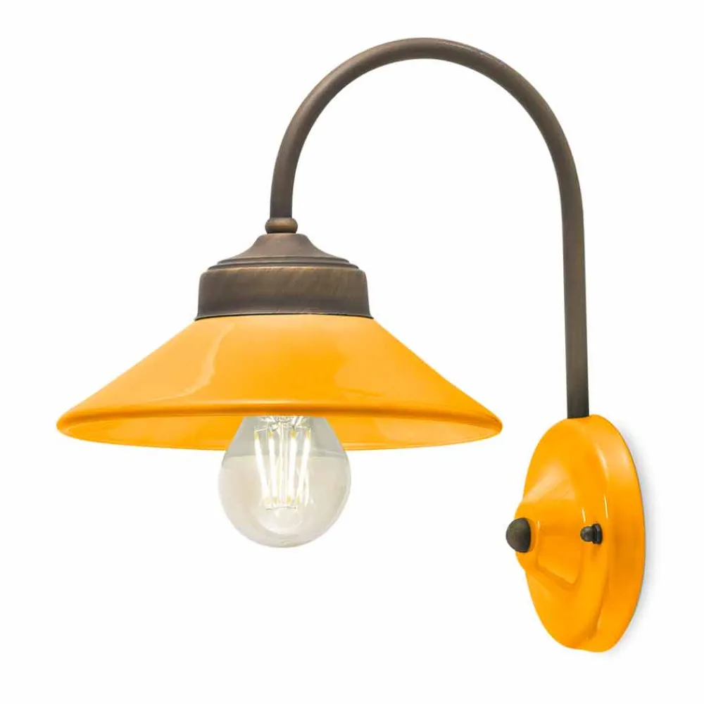 Ferroluce Vintage Wandleuchten-Wandleuchte aus farbiger Keramik und Messing Alice