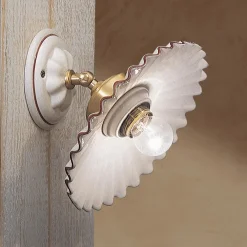 Ferroluce Shabby Chic Wandleuchten-Wandleuchte aus Keramik mit gewelltem Rand