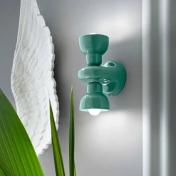 Ferroluce Moderne Wandleuchten-Wandleuchte aus Keramik mit 2 Lichtern, hergestellt in Italien – Berimbau