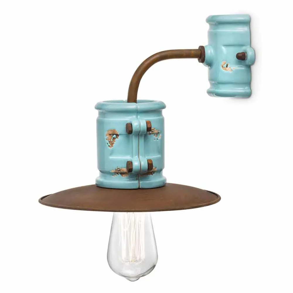 Ferroluce Vintage Wandleuchten-Wandleuchte aus Keramik und Metall Katy