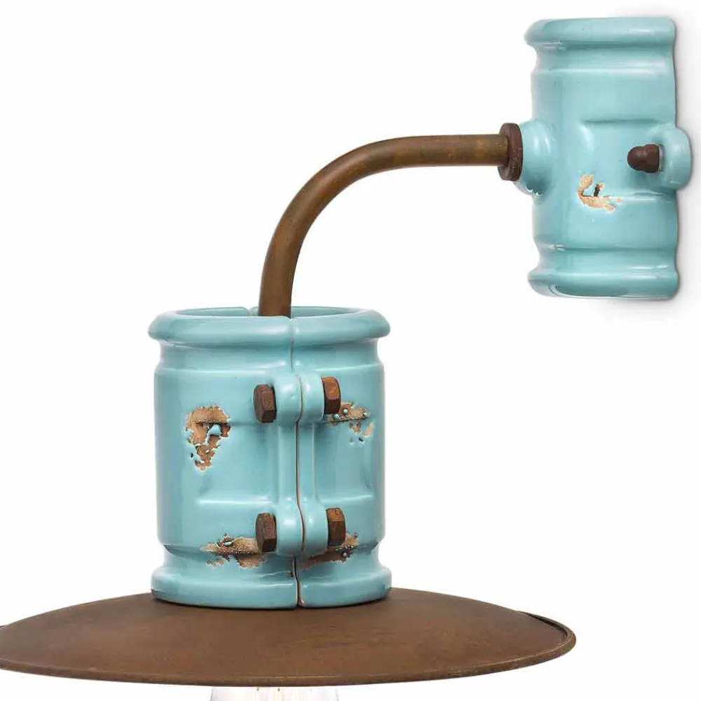 Ferroluce Vintage Wandleuchten-Wandleuchte aus Keramik und Metall Katy