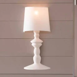 Viadurini Lighting Design Wandleuchten-Wandleuchte aus lackierbarer Keramik und Lampenschirm aus weißem Leinen - Cadabra